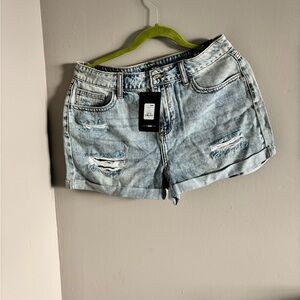 Fashion Nova Light Blue Ripped Jean Shorts